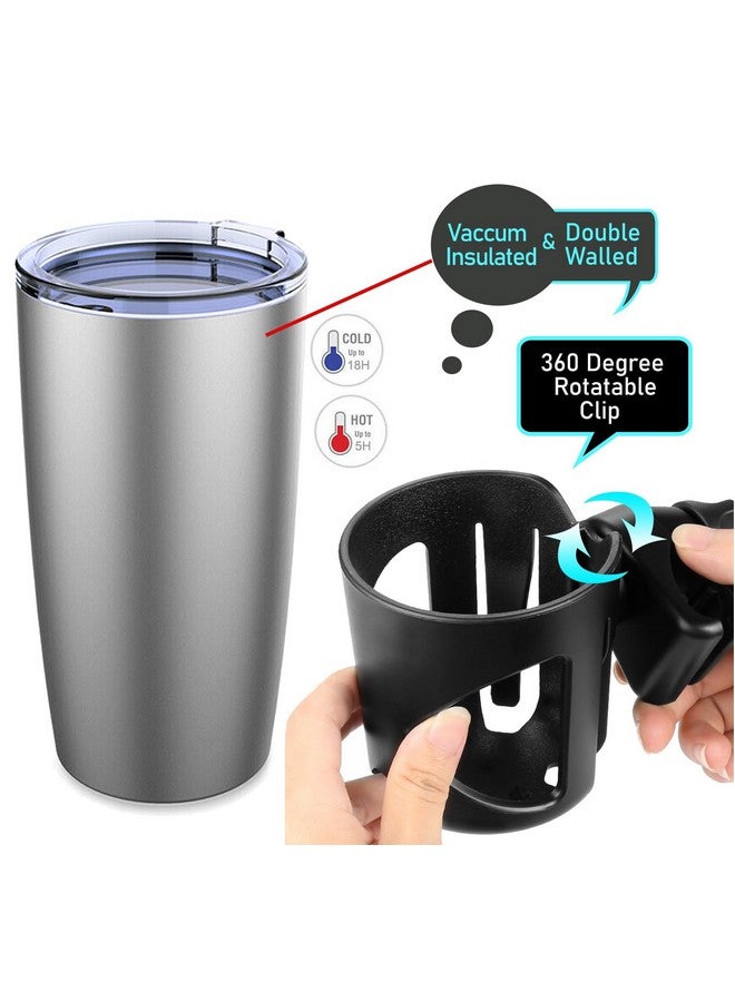 Digital Nc New 2-in-1 Super Secure Fit Tumbler and Holder - 20 oz. Anti-Shake, Spill Resistant Vacuum Insulated Stainless-Steel Tumbler + 360° Cup Holder. for Bumpy Rides (Applicable on Bikes, Scooters) Black - Image 5