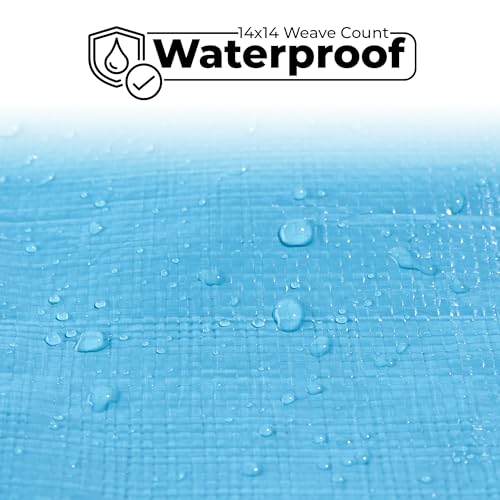 Teal Elite Tarps Heavy Duty Waterproof 20x40-12 mil Thick Camping Tent - Blue Tarp 20x40 UV Resistant, Rip & Tear Proof with Metal Grommets – Multipurpose Use for Camping, Tent, Boat, RV, Car, & Pool Cover - Image 5