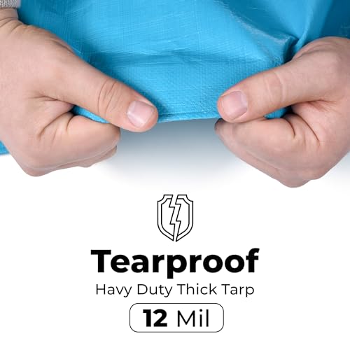 Teal Elite Tarps Heavy Duty Waterproof 20x40-12 mil Thick Camping Tent - Blue Tarp 20x40 UV Resistant, Rip & Tear Proof with Metal Grommets – Multipurpose Use for Camping, Tent, Boat, RV, Car, & Pool Cover - Image 4