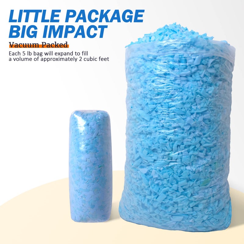 Amorstra Bean Bag Filler Shredded Memory Foam Filling 10 Pounds, Pillow Stuffing Bean Bag Refill Material for Pouf Ottoman Couch Cushion Dog Bed Stuffed Animals and Art Crafts - Blue - Image 3