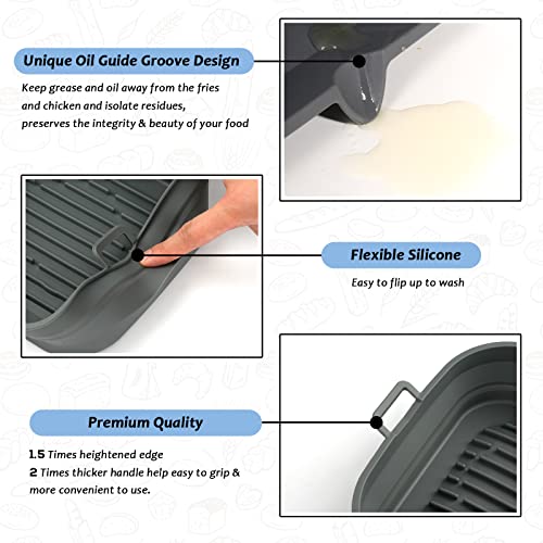 Loveuing Silicone Air Fryer Liners Square - Reusable Airfryer Collapsible Basket - Easy to Clean Air Fryers Pot for 5.8 to 8 Qt Baking Tray Oven Accessories, 8.5 Inch Large - Image 5