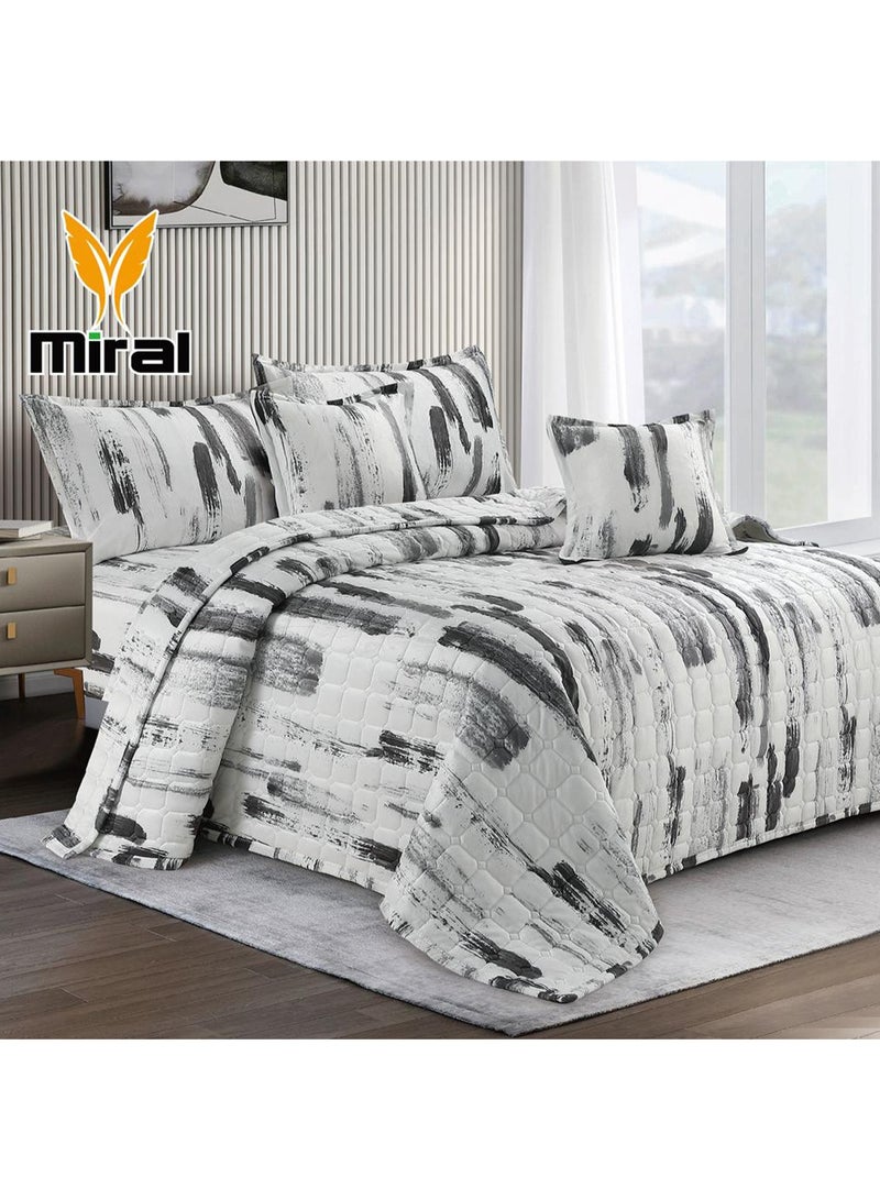Miral Winter Comforter Set for Twin Bed – Embossed Velvet Floral Design | Luxury 4-Piece Set (Comforter 160×210 cm + Fitted Round Sheet 120×200+25 cm + Pillowcase + Cushion Cover) - Image 1