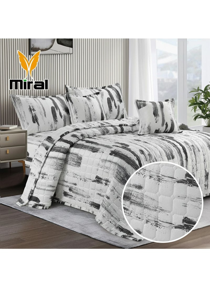 Miral Winter Comforter Set for Twin Bed – Embossed Velvet Floral Design | Luxury 4-Piece Set (Comforter 160×210 cm + Fitted Round Sheet 120×200+25 cm + Pillowcase + Cushion Cover) - Image 2