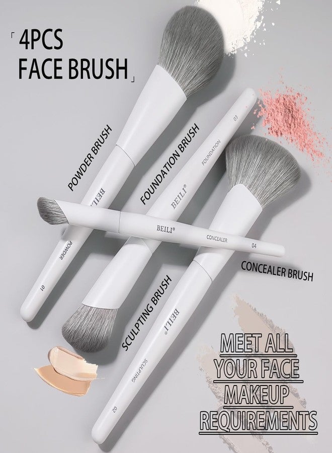 BEILI Makeup Brush Set,White Makeup Brush Set, 12 Vegan Makeup Brushes for Powder Foundation, Concealer, Eyebrows, Eyeshadow, Contour, Eyeliner, Blender Eye Brush - Image 5