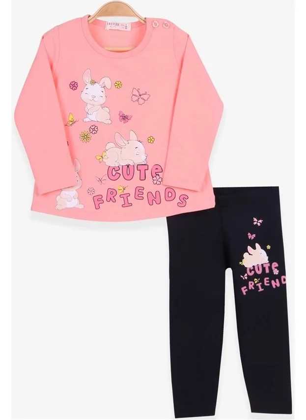 Breeze Baby Girl Tights Set Rabbit Printed Salmon Soft Clothing (9 Months-3 Years)