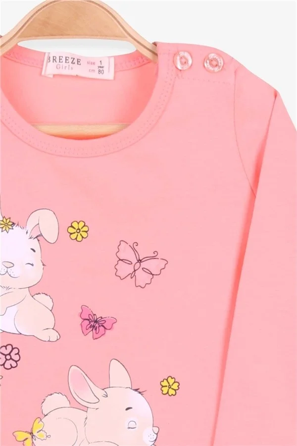 Breeze Baby Girl Tights Set Rabbit Printed Salmon Soft Clothing (9 Months-3 Years)