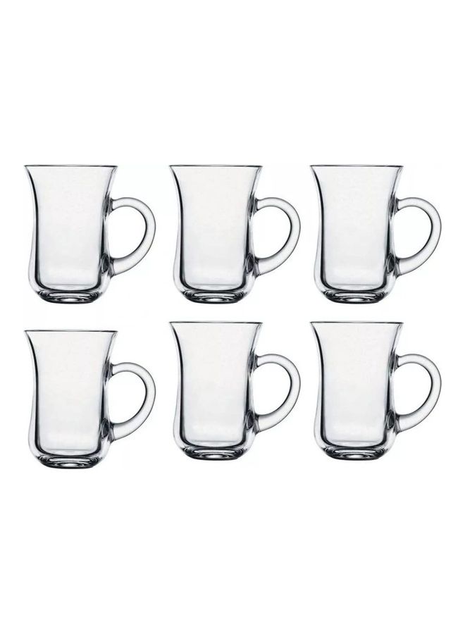 باساباتشي طقم شاي تركي كيف - ٦ أكواب بمقابض شفافة سعة ١٤٥ مل شفاف 145ملليلتر - Image 2