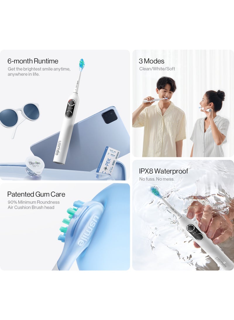 يو سمايل فرشاة أسنان كهربائية يو سمايل مع رأس تنظيف متذبذب وتقنية اهتزازية لإزالة البلاك وتنظيف شامل للأسنان واللثة مع بطارية طويلة العمر واستخدام يومي مريحذ - Image 3