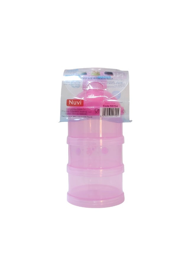 نوفي حاوية مسحوق حليب نوفي مع 3 أقسام مانعة للانسكاب للأطفال من عمر 0 ​​أشهر فما فوق، لون وردي - Image 4