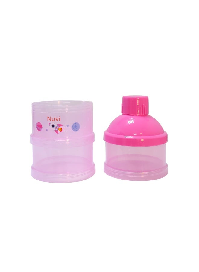 نوفي حاوية مسحوق حليب نوفي مع 3 أقسام مانعة للانسكاب للأطفال من عمر 0 ​​أشهر فما فوق، لون وردي - Image 3