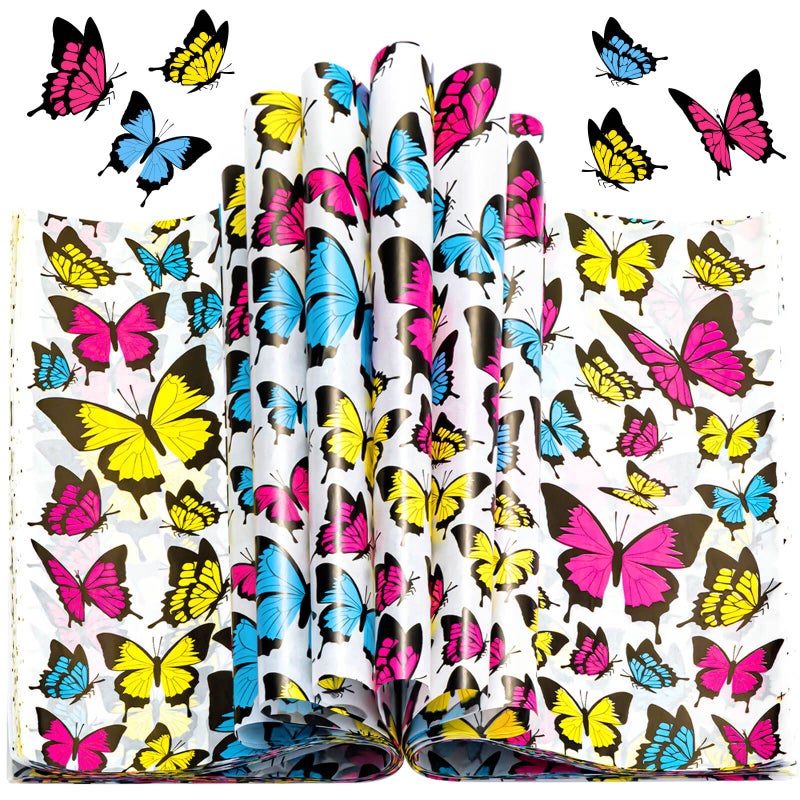 KVCSYAW 100 Pcs Wax Paper for Food Butterfly Wax Paper Sheets Deli Paper Sandwich Wrap Candy Cookies Wraps Waterproof Oilproof Picnic Basket Liners with Butterfly Pattern for Kitchen Handmade Food 