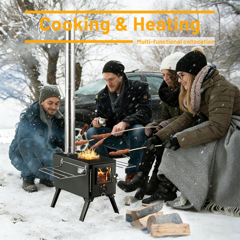AVOFOREST Hot Tent Stove,AVOFOREST Wood Burning Stove,Small Wood Stove with 7 Stainless Chimney Pipes for Outdoor Heating & Cooking, Ice Fishing, Hunting - Image 5