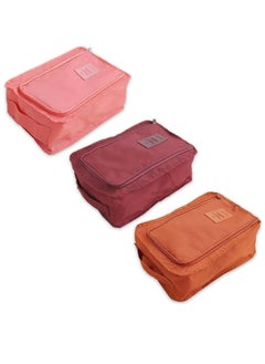 Excefore Travel Shoe Bag, 3-Piece Set Foldable Waterproof Shoe Bag Organizer For Packing, Travel Essentials For Flying, Shoe Travel Bag, Burgundy/Orange/Pink  - Image 1