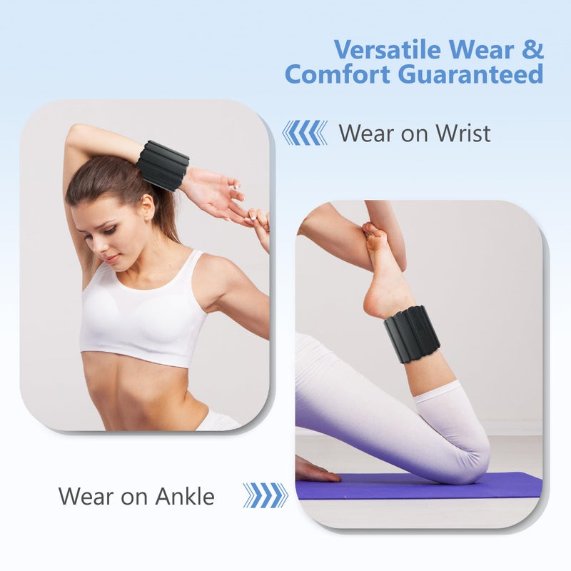 SDATEKIT Wrist and Ankle Weights for Women & Men 2 Pack (1lb Each), Adjustable Silicone Wearable Arm & Leg Weights for Pilates, Gym, Yoga, Cardio, Strength Training (Magnetic Black) - Image 4