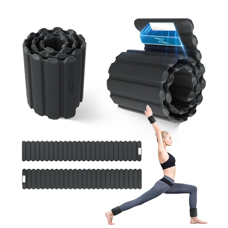 SDATEKIT Wrist and Ankle Weights for Women & Men 2 Pack (1lb Each), Adjustable Silicone Wearable Arm & Leg Weights for Pilates, Gym, Yoga, Cardio, Strength Training (Magnetic Black) - Image 1