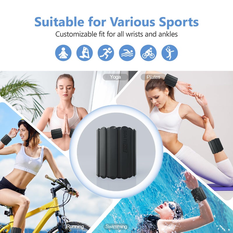 SDATEKIT Wrist and Ankle Weights for Women & Men 2 Pack (1lb Each), Adjustable Silicone Wearable Arm & Leg Weights for Pilates, Gym, Yoga, Cardio, Strength Training (Magnetic Black) - Image 3