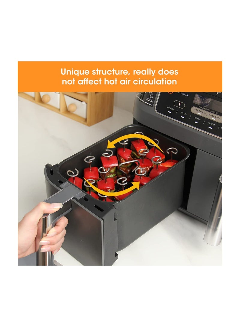 Zikra Air Fryer Rack, Fit for Ninja Air Fryer, Air Fryer Accessories Fit for Ninja Dualzone Air Fryer, Air Fryer Skewer Rack Fit for Ninja Dz201 Ninja Dz401 & Ninja Dz550, Reusable(1 Gloves +1 Brush) - Image 2