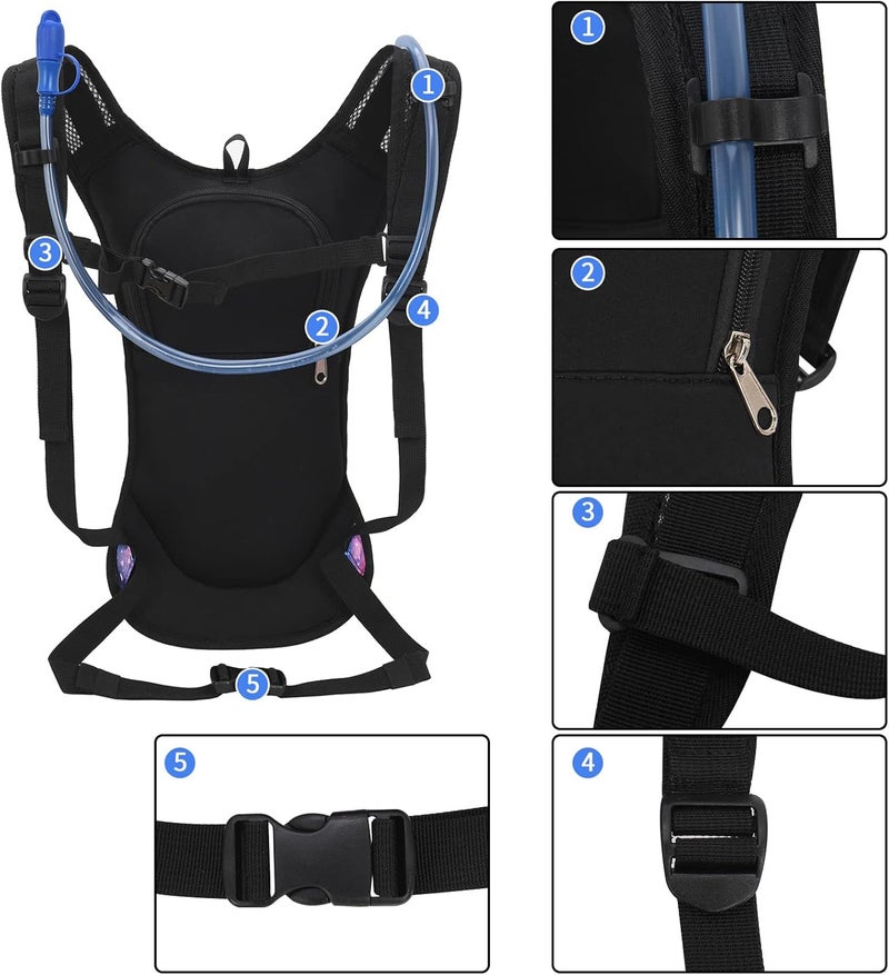 Roptat Hydration Backpack Pack with 2L Hydration Bladder - Lightweight Water Backpack Water Pouch for Women Men Running Riding Biking Music Festival - Image 5
