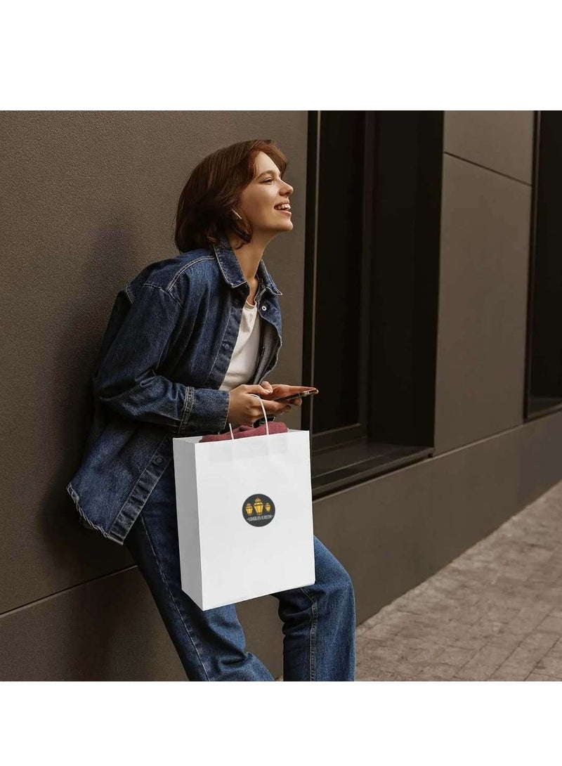 24 Pieces White Paper Bags  Gift Bags with Comfortable Handle and Ramadan Kareem Decorative Stickers(Random 24pcs) - Image 5