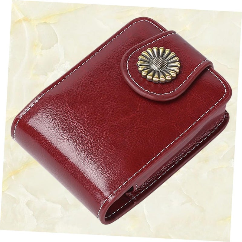 PU Leather Lipstick Pouch with Built-in Mirror Portable Lip Gloss Case for Women Cosmetic Makeup Bag Elegant Wine Red Cosmetic Holder for Travel and Daily Use - Image 4