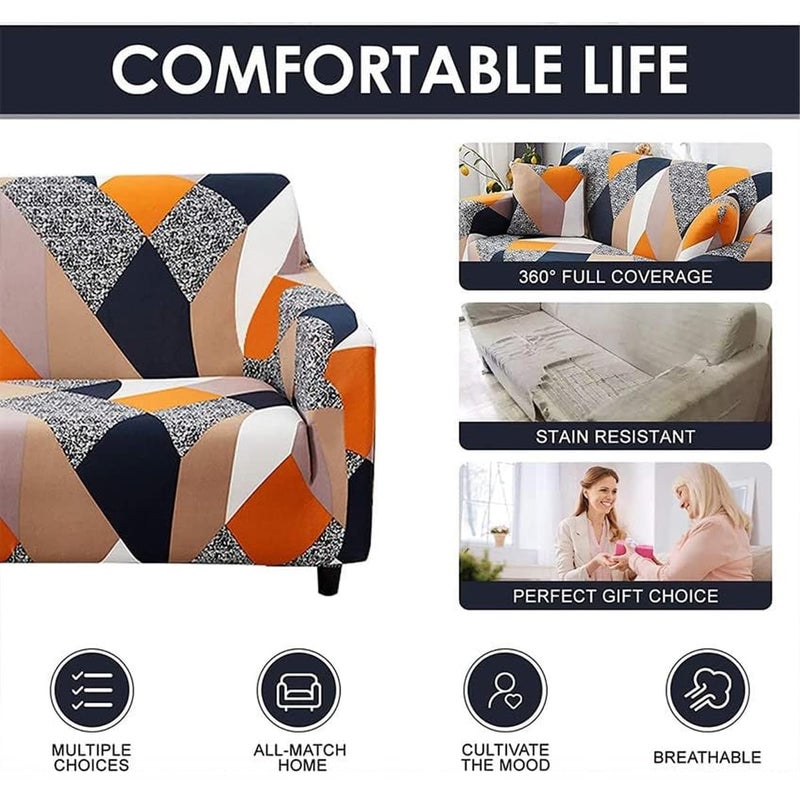 B BESTILO Universal Sofa Cover Big Elasticity Cover for Couch Flexible Stretch Sofa Cover220 GSM 5 Seater Multicolor - Image 5