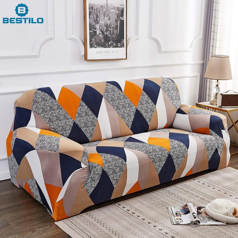 B BESTILO Universal Sofa Cover Big Elasticity Cover for Couch Flexible Stretch Sofa Cover220 GSM 5 Seater Multicolor - Image 3