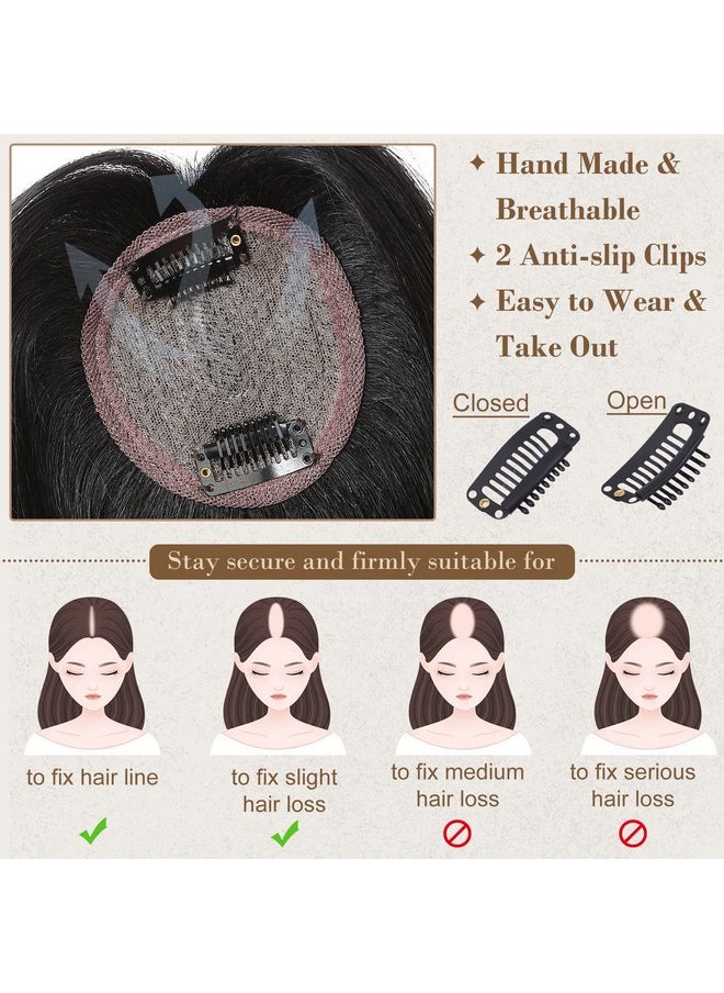 REECHO - Eecho Hair Toppers For Women Real Human Hair Hair Toppers With Bangs Topper Hair Pieces For Women With Thinning Hair Clip In Hair Topper Top Hair Extensions 10 Inch Jet Black - Image 1