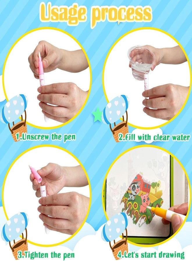 Flipster Water Coloring Book for Kids – 4PC | Magic Doodle Book with Water Pen, Reusable Drawing Pad, Educational Toy, Birthday Return Gifts, Party Favors for Boys & Girls - Image 4