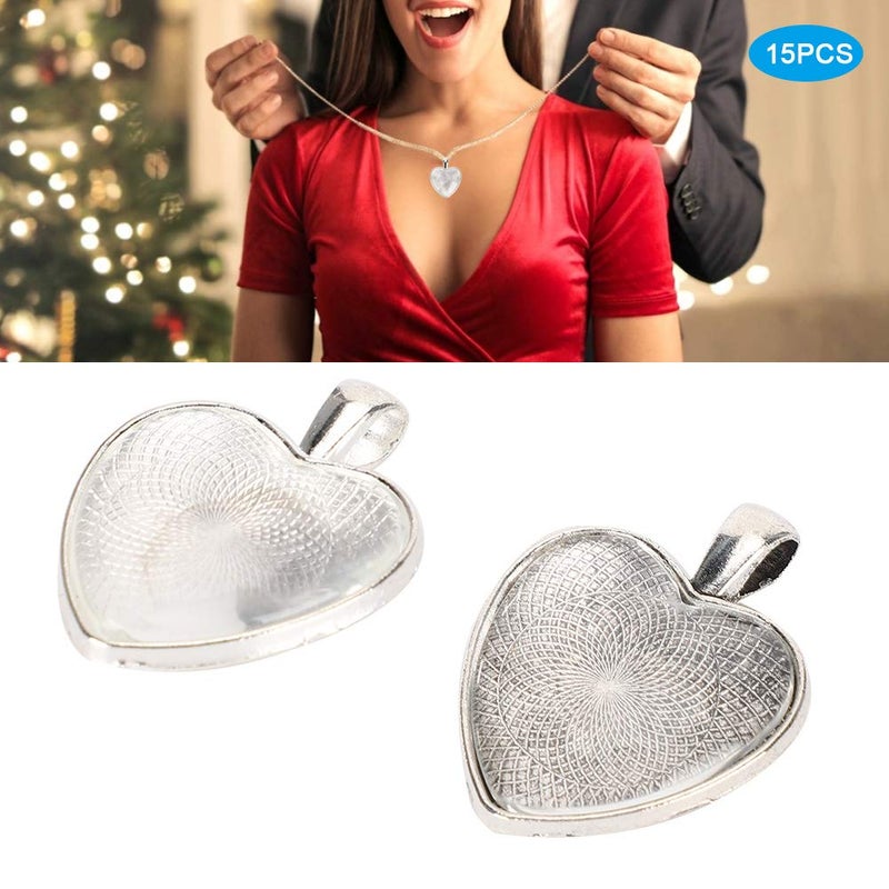 كلاراكو قلادة على شكل قلب، 60 قطعة من صواني القلادة، حامل قلادة على شكل قلب، حامل قلادة، قاعدة كابوشون مع كابوشون زجاجي - Image 2