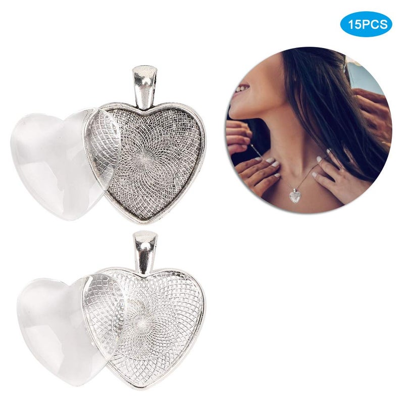 كلاراكو قلادة على شكل قلب، 60 قطعة من صواني القلادة، حامل قلادة على شكل قلب، حامل قلادة، قاعدة كابوشون مع كابوشون زجاجي - Image 5