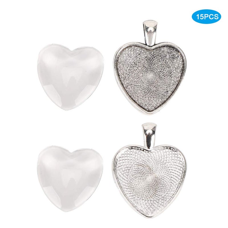 كلاراكو قلادة على شكل قلب، 60 قطعة من صواني القلادة، حامل قلادة على شكل قلب، حامل قلادة، قاعدة كابوشون مع كابوشون زجاجي - Image 4