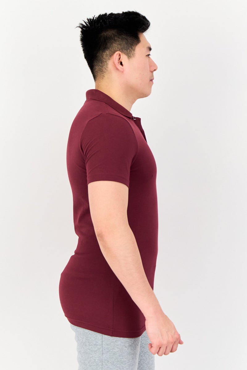 PUMA Men Slim Fit Brand Logo Short Sleeves Outdoor Polo Shirt, Maroon - Image 4