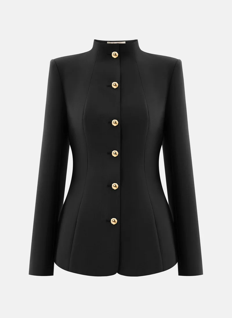 Lichi Fitted single-breasted jacket with large buttons