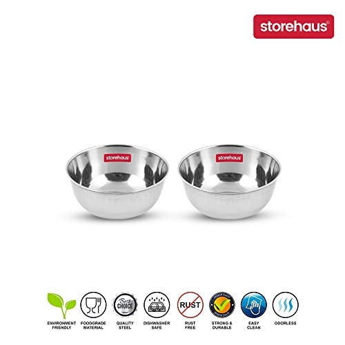 Storehaus Stainless Steel 2 pc Katoris Kitchenware Set Ideal for Home, Restaurants and Family Use, Silver - Image 3