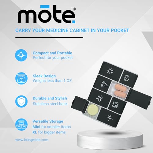 Mote Wallet Credit Card Size Pillbox Carry Medications, Pills 7 Day Weekly Organizer Pill case, Mini, Small Holder, Tiny, Travel, mote, Medicine(Mini Moonpie) - Image 3