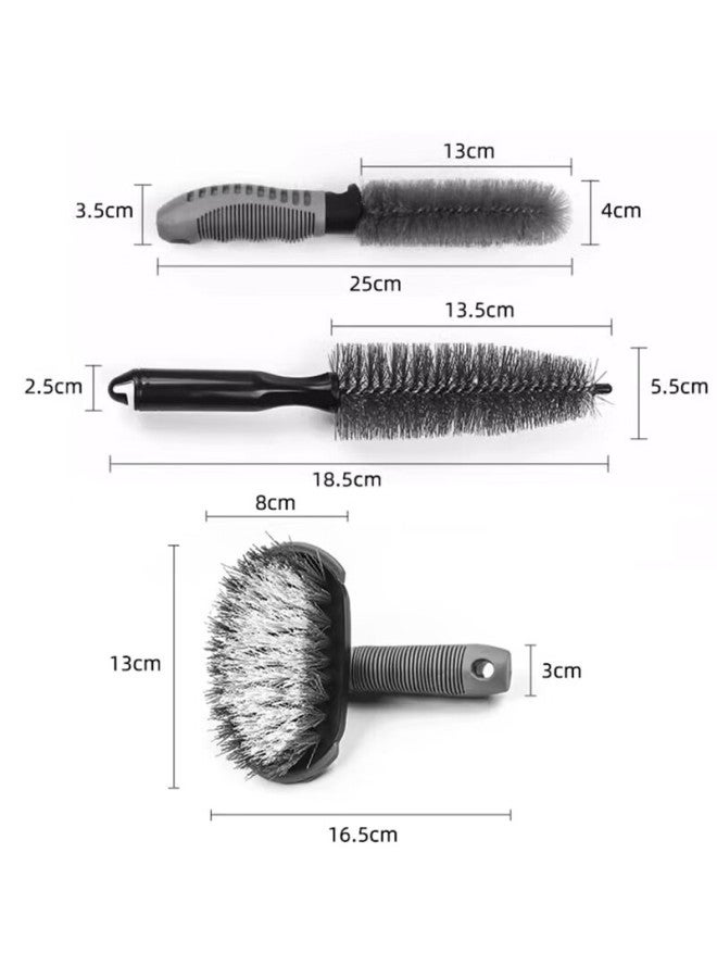 Pinyu Car Wheel Brush, Tire Brush, Car Washing And Detailing Cleaning Tool, Stain Removal And Gap Cleaning, Soft And Hard Bristle Brush Set, Three-piece Kit - Image 4