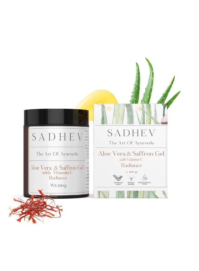 Sadhev's Aloe Vera & Saffron Face Gel with Vitamin C For Radiance, Suitable for All Skin Type, Paraben & Sulphate Free 100 gm - Image 1