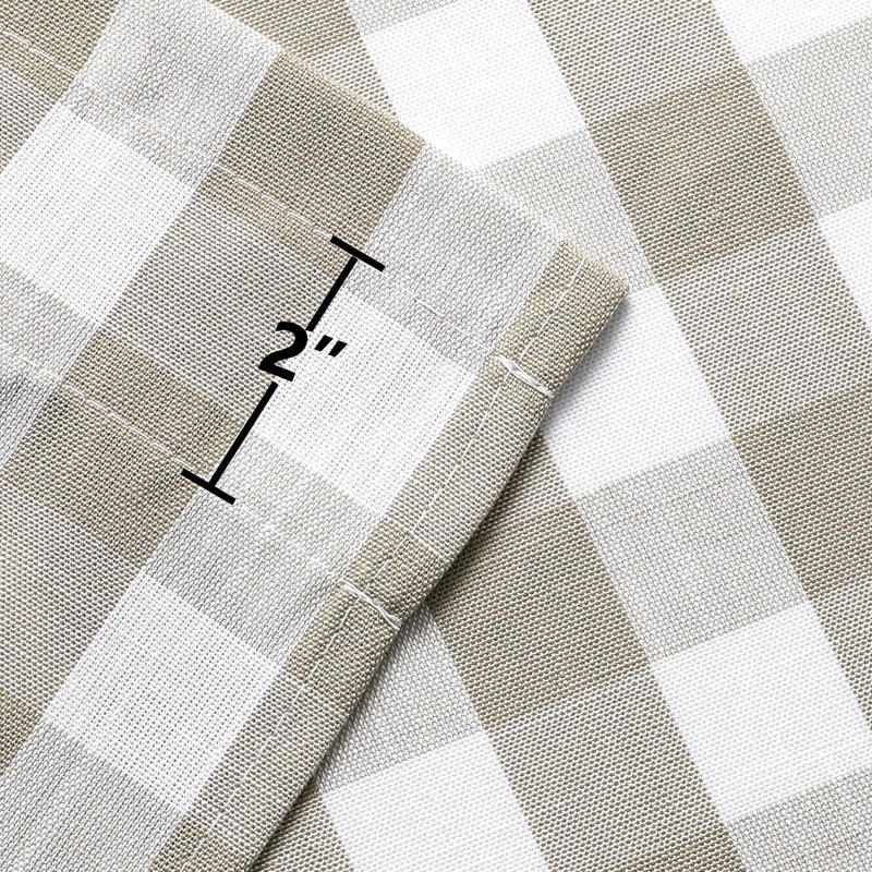 Bapawfish Beige Buffalo Plaid Swag Valances, Farmhouse Swag Kitchen Curtains 36 Inches Long, Rustic Gingham Check Small Window Short Window Treatment for Kitchens Bathroom, 28" x 36", Linen, Set of 2 - Image 3