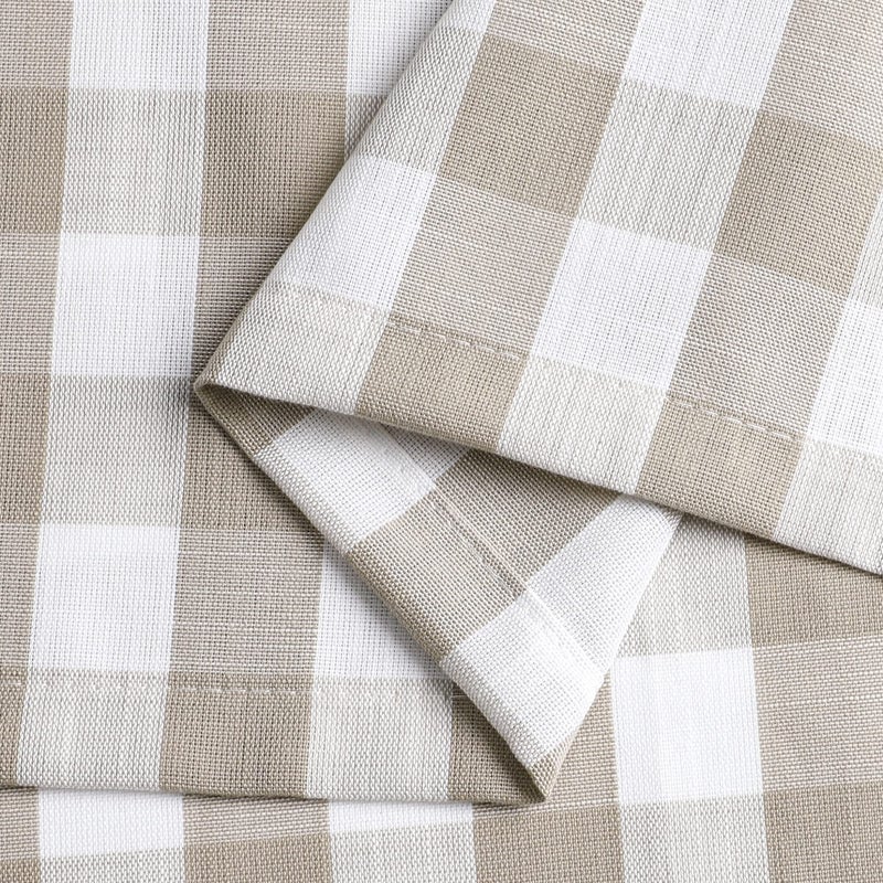 Bapawfish Beige Buffalo Plaid Swag Valances, Farmhouse Swag Kitchen Curtains 36 Inches Long, Rustic Gingham Check Small Window Short Window Treatment for Kitchens Bathroom, 28" x 36", Linen, Set of 2 - Image 4