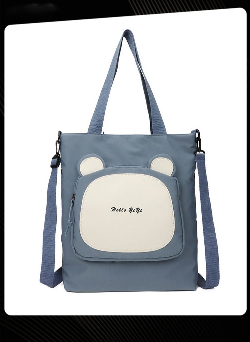 Joychic Nylon Cartoon Front Pocket Shoulder Bag Water Resistant Anti-theft Zipper School Tote Bag For Primary Middle High Students Blue  - Image 5