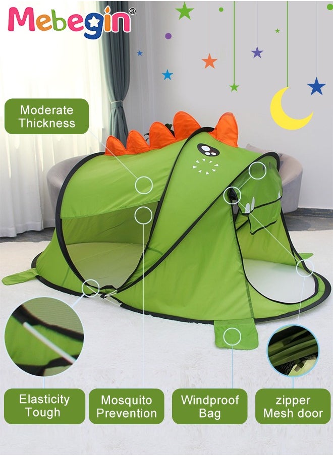 MEBEGIN - Kids Portable Dinosaur Tent, Durable Pop up Tent with Travel Bag, Fun Playhouse for Indoor and Outdoor, Easy to Set Up and Fold, Plenty of Room to Play, Suitable for Family Vacation on Beach, Garden and Camping, 185*85*100cm - Image 1