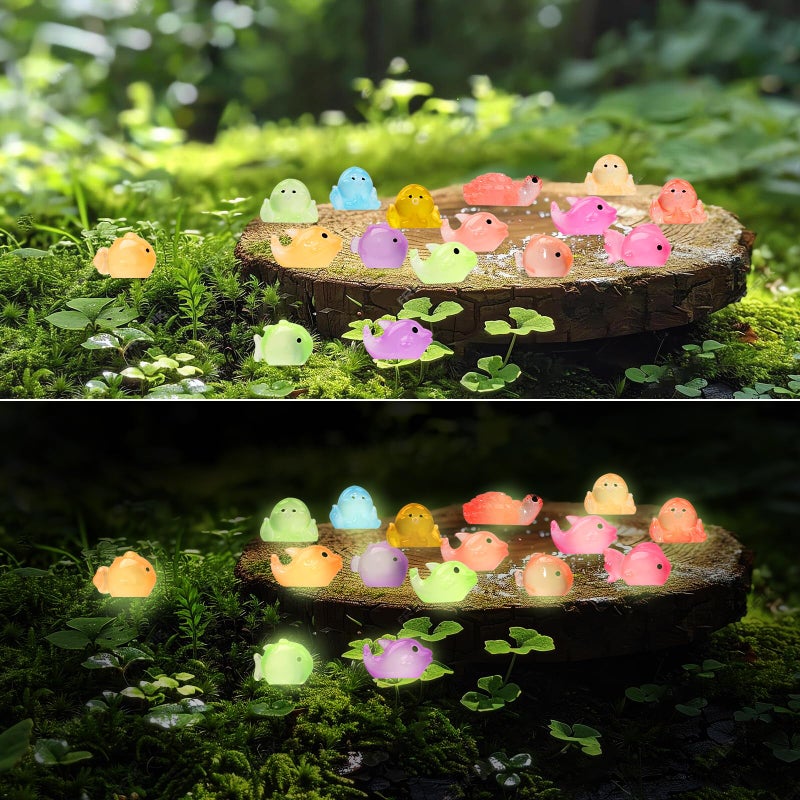 Lugailly Mini Resin Ocean Animals to Hide 72 PCS Luminous Tiny Miniature Figurines Bulk Glow in The Dark Include Little Octopus Small Turtle Dolphin Fish for Aquarium Garden Micro Landscape - Image 4
