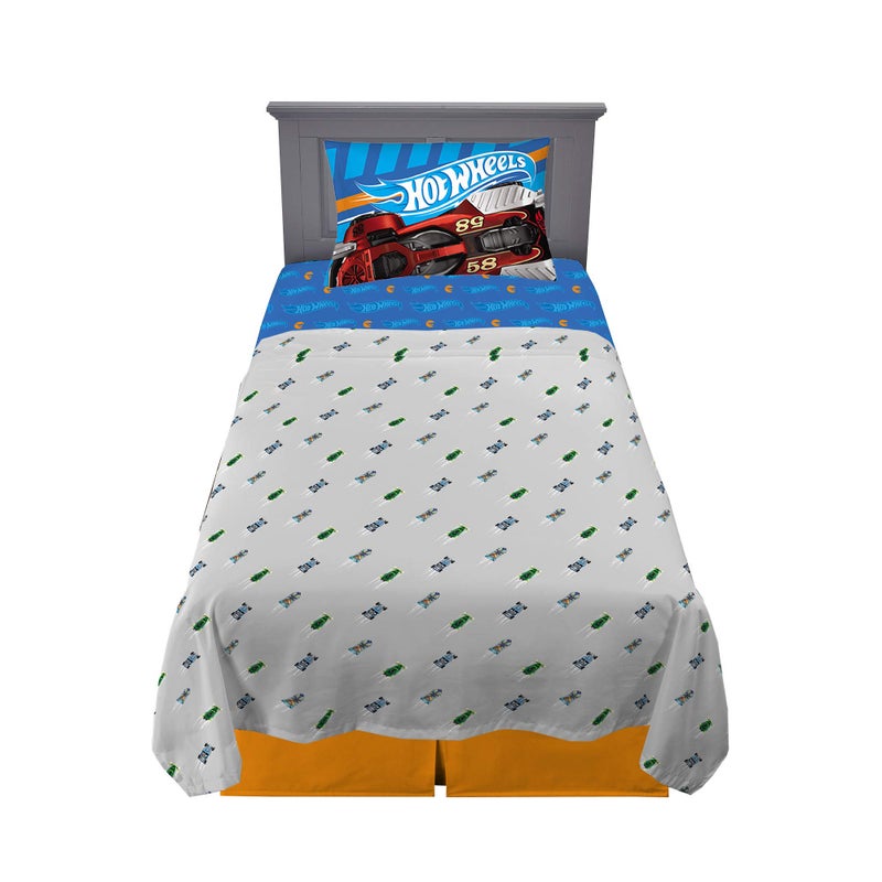 Franco Kids Bedding Super Soft Sheet Set  3 Piece Twin Size  Hot Wheels - Image 1