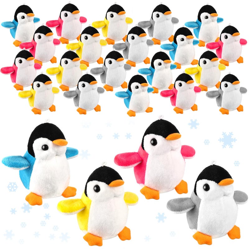 Kasyat 24 Pcs Mini Plush Penguins Stuffed Toys Animal Cute Small Baby Penguin Stuffed Doll Keyholder Bag Pendant for Valentine Birthday Gifts Party Favors 4 Inch 4 Colors - Image 2