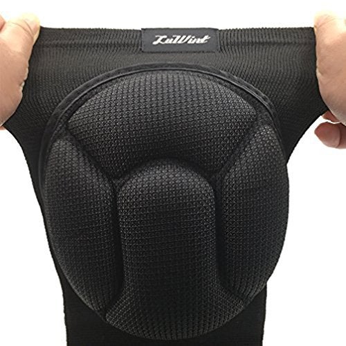 Luwint Protective Thick Sponge Knee Pads Knee Brace - High Elastic Non-Slip Basketball Volleyball Knee Sleeves Support for Gardening Weightlifting Running Gym Yoga, 1 Pair Unisex - Image 3