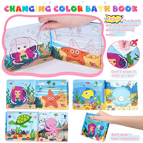 TSDATOWR Light Up Bath Toys for Toddlers Kids Girls Baby, No Hole Glow Bath Toys with Bath Book & Organizer, Led Light Bath Time Water Toys for Bath Tubs Bathrooms Pool, Gift for Toddlers Girls Infants - Image 3
