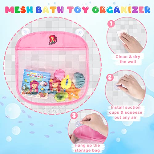 TSDATOWR Light Up Bath Toys for Toddlers Kids Girls Baby, No Hole Glow Bath Toys with Bath Book & Organizer, Led Light Bath Time Water Toys for Bath Tubs Bathrooms Pool, Gift for Toddlers Girls Infants - Image 4