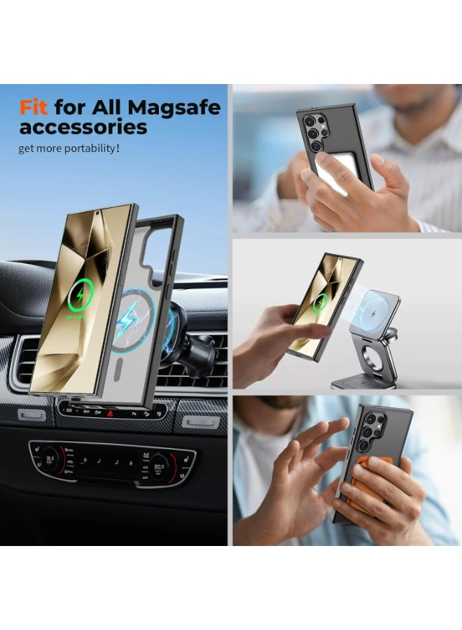 Magnetic for Samsung Galaxy S24 Ultra Case Compatible with MagSafe Slim Translucent Shockproof Phone Case,Black - Image 3