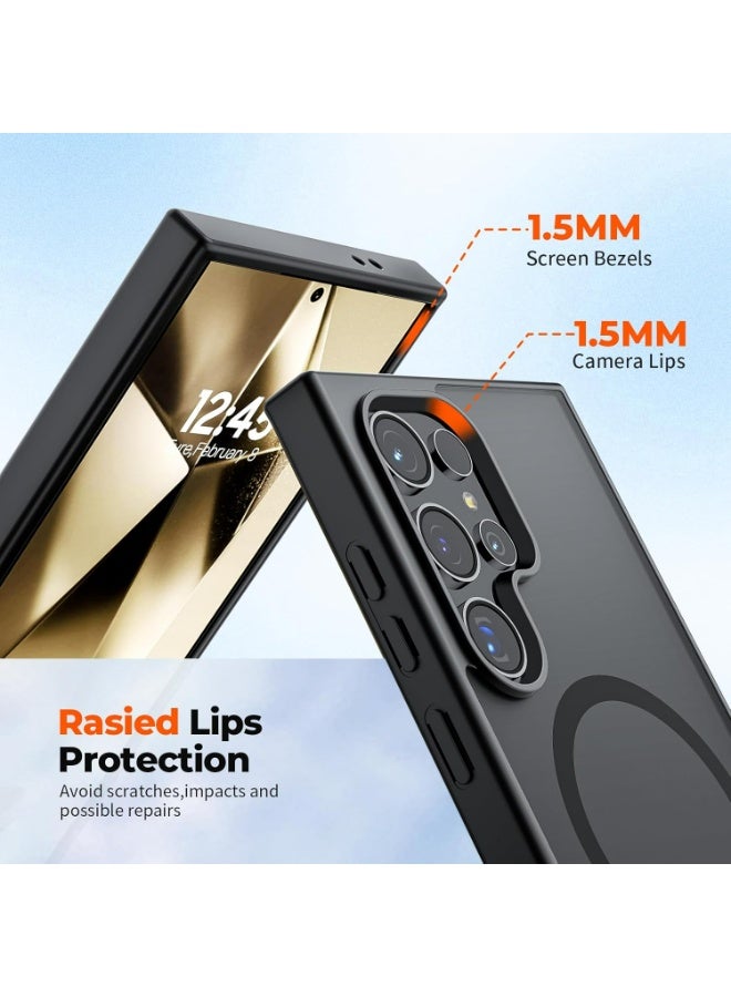 Magnetic for Samsung Galaxy S24 Ultra Case Compatible with MagSafe Slim Translucent Shockproof Phone Case,Black - Image 4