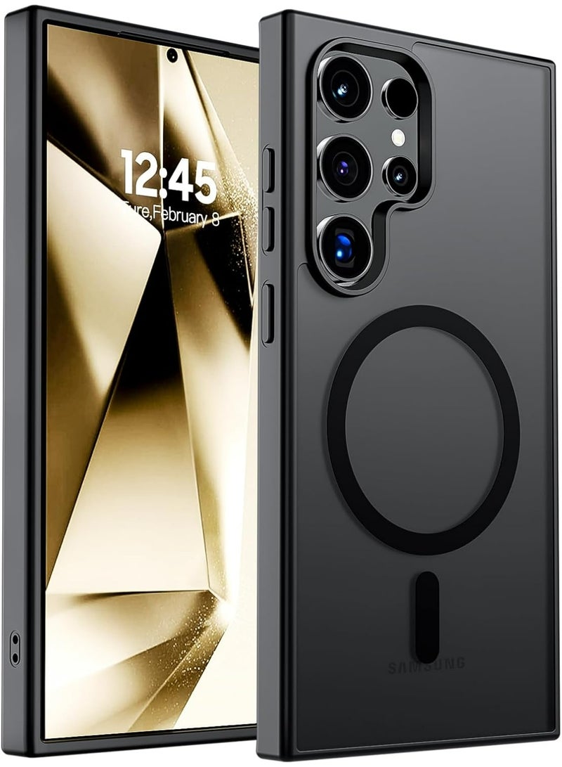 Magnetic for Samsung Galaxy S24 Ultra Case Compatible with MagSafe Slim Translucent Shockproof Phone Case,Black - Image 1